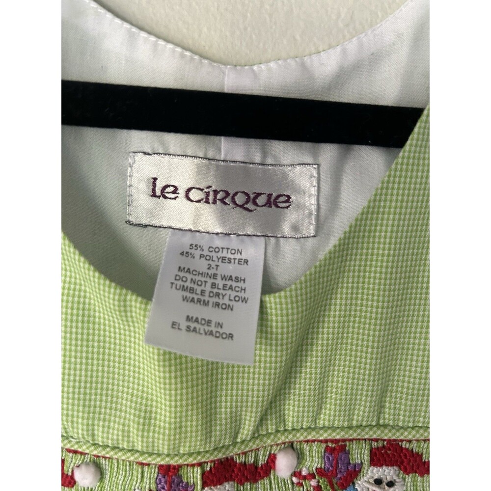 Le Cirque Green White Seersucker Smocked Christmas Santa Romper Size 2T - Picture 3 of 4